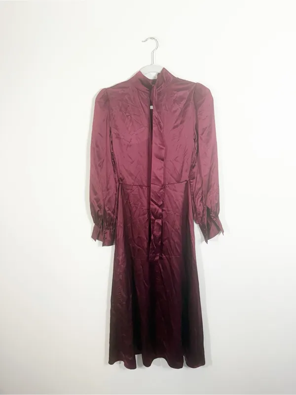 Reformation Maple Dress in Plum 100% Silk Size 0 - Image 5