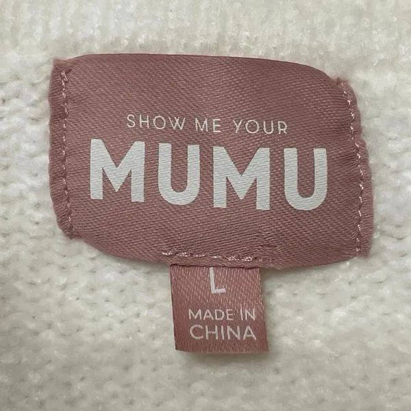 Show Me Your Mumu Melrose Women's White Long Sleeves Knit Sweater Coat Jacket L - Image 4