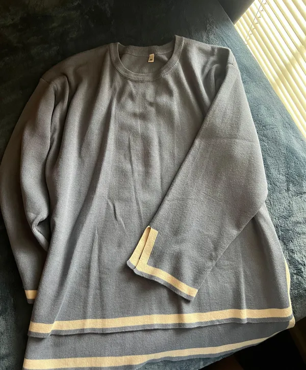 2 Piece Long Sleeve Knit Sweater Lounge Set Blue Size XS - Image 3