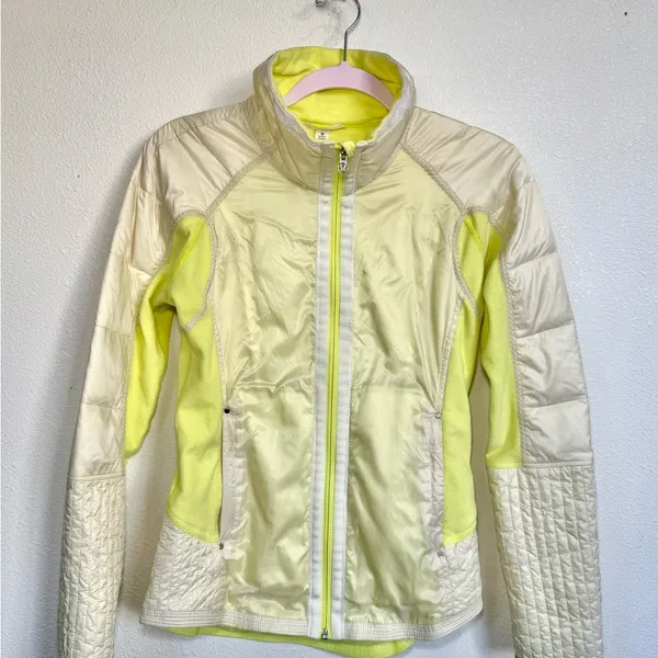 Lululemon Yellow Cream Down Ski Jacket Sz 6 Hooded Water Resistant Luxe Warm - Image 10