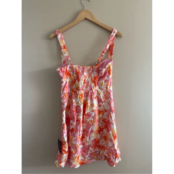 Lulus Ashlea Orange Floral Sweetheart Mini Dress Size Medium NWT Beach Feminine - Image 5