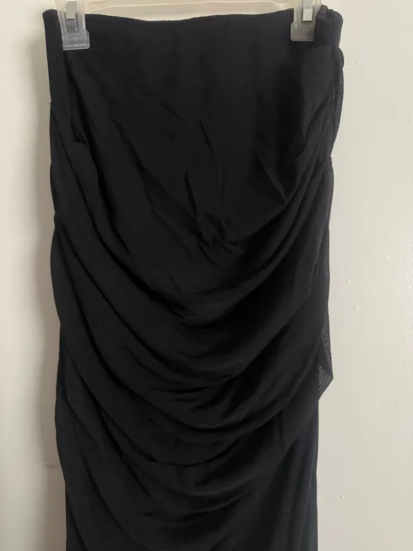 Naked Wardrobe Strapless Shirred Sheer Mesh Body-Con Dress Small - Image 8
