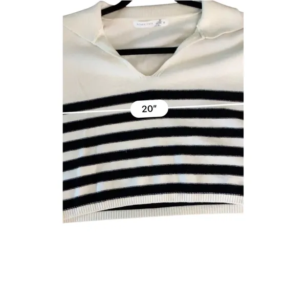 Altar’d State Sweater Womens XS Ivory Black Stripe Collared Coastal Preppy Knit - Image 9