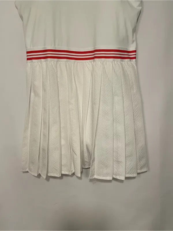 Avia Womens Tennis Dress L 12-14 White Red Striped Pleated Mini Skort - Image 3