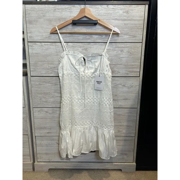 NWT Princess Polly Lindstrom Mini Dress White Lace Ruffle Summer US 6 - Image 2
