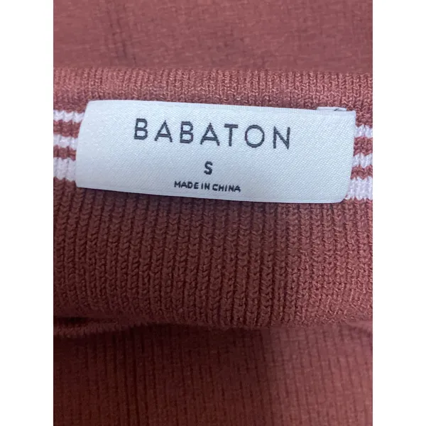 Aritzia Babaton Brown Striped Sculpt High Neck Sleeveless Tank Crop Top Size S - Image 5