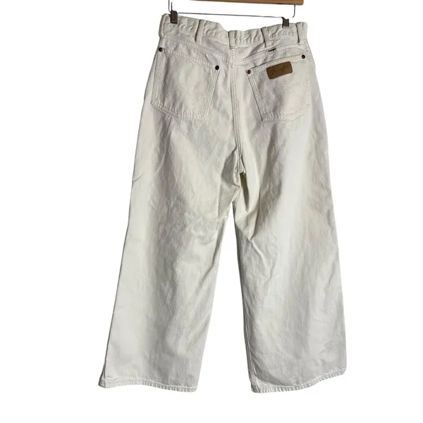 Wrangler World Wide Cream Wide Leg High Rise Western Denim Jeans Size 30x28 - Image 10
