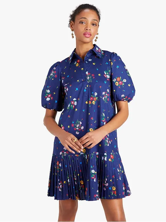 kate spade Navy Floral Tie-Waist Puff Sleeve Mini Dress - Image 2