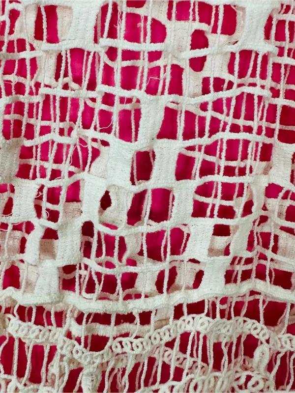 Love Riche White Crochet Fringe Swim Cover-Up with Pink Underlay - Image 5