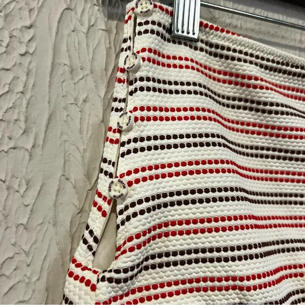 Aerie High Waist Bikini Bottom in Cream with Red and Brown stripes size large - Image 4