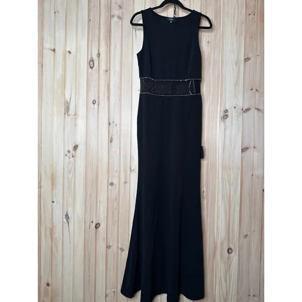 NWT Lulus Just Exquisite Black Rhinestone Mermaid Maxi Dress Holiday Party Sz M - Image 2
