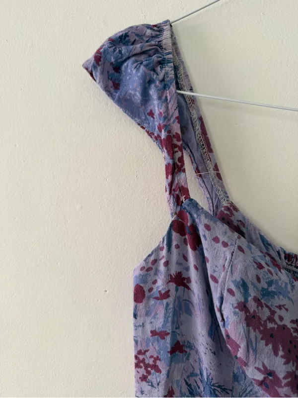 Reformation Bryson Dress Midi Length in Morning Dew Purple Floral Size 4 Viscose - Image 8