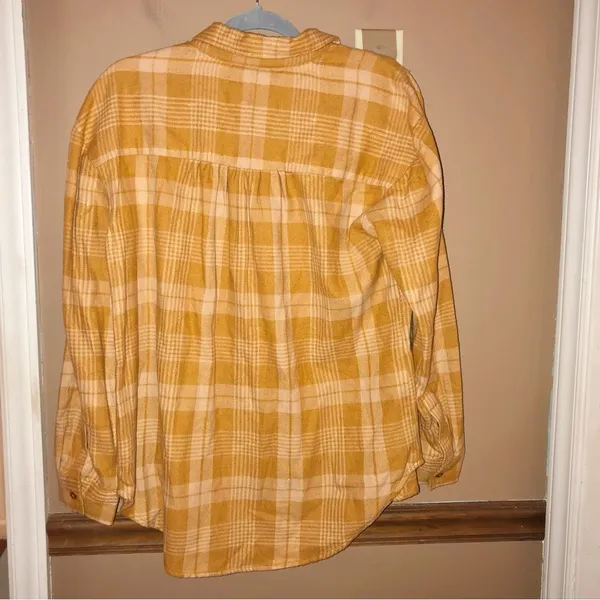 Wonderly Boyfriend woven plaid flannel‎ gold metallic size small - Image 4