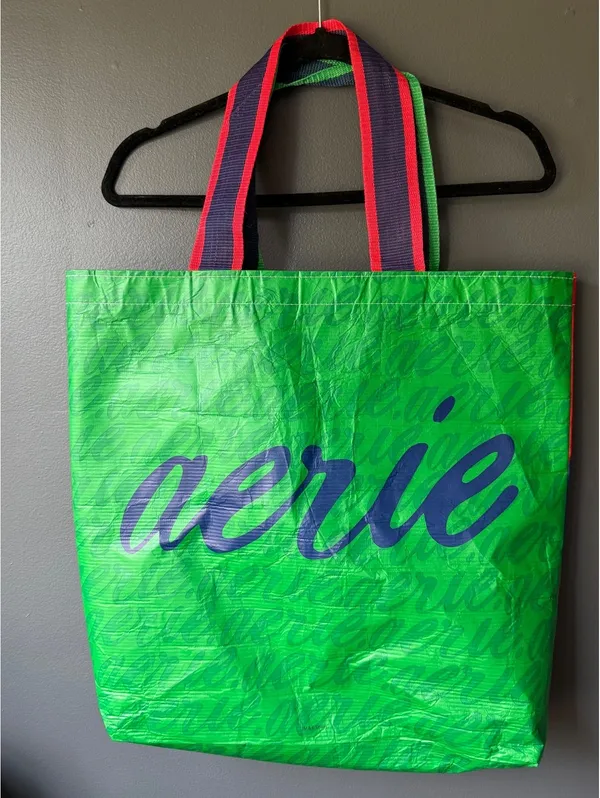 Aerie Reuseable Tote Bag with Smiley Face Design - Image 2
