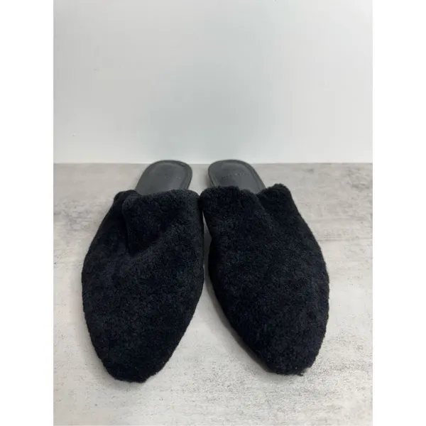 Marc Fisher Miles Size 5.5 Black‎ Pointed Toe Shearling Sheepskin Slip On NEW - Image 4