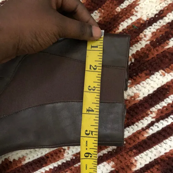 90s Predictions Chocolate Brown genuine leather ankle pointed square toe boots 3" heels Size 10 - Image 7