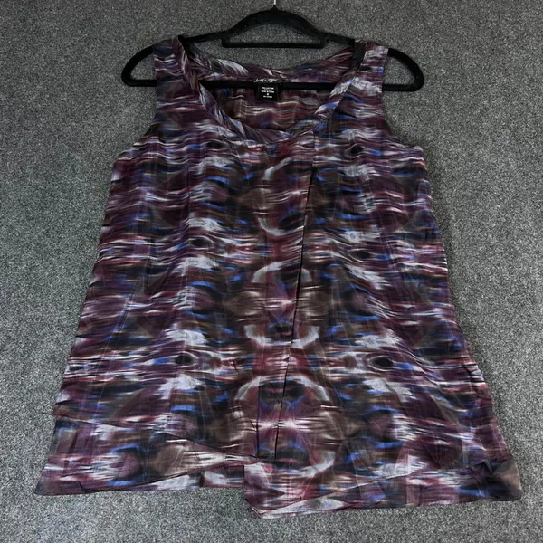 Lord & Taylor Silk Cotton Ikat Print 2 Piece Set Top & Skirt Purple Blue Sz 8 M - Image 2