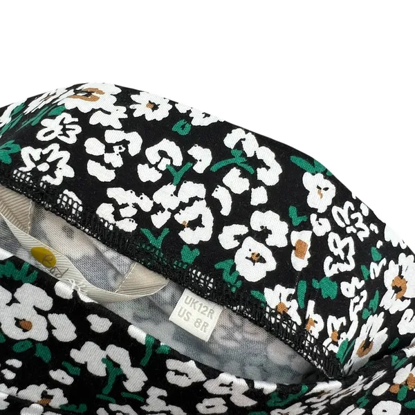 Boden Mini Skirt Jersey‎ Floral Pull-on Black White Size US 8R - Image 8