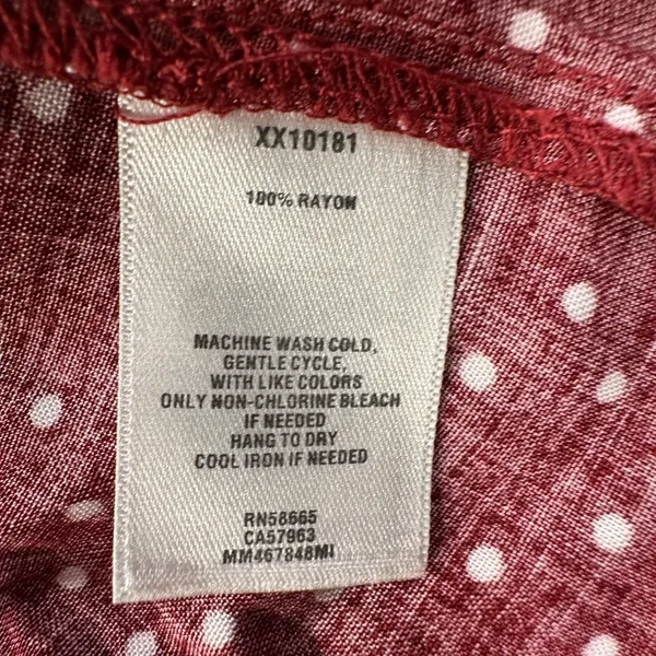 Melrose and Market Polka Dot Dress Women's X-Small Burgundy 3/4 Sleeve Drop Hem - Image 8