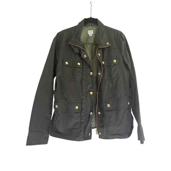J.Crew The Downtown Field Jacket Women S Forest Green‎ Utility Military Canvas - Image 3