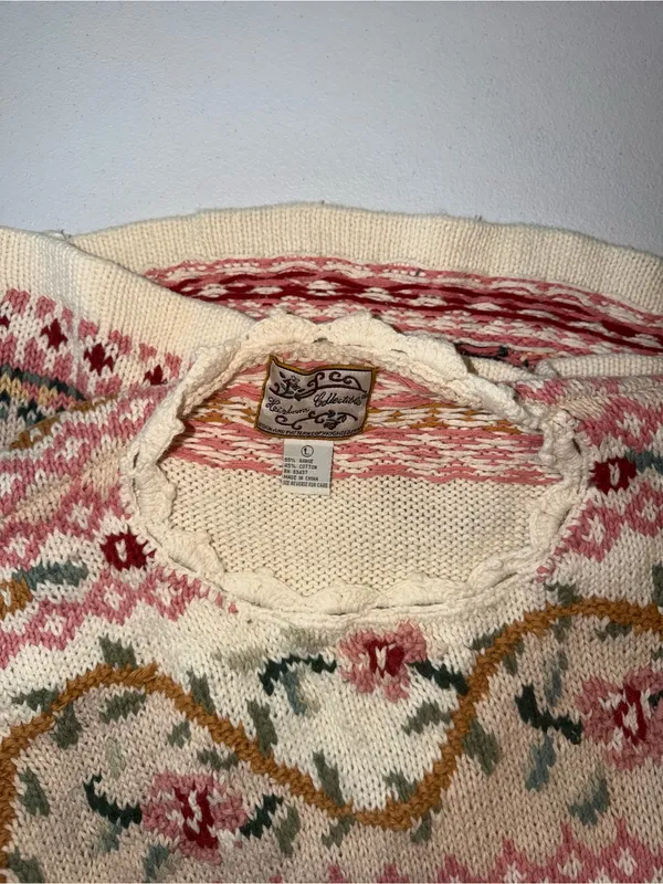 Pretty Vintage 90s Heirloom Collectible Ramie Cotton Tunic Sweater - Image 4