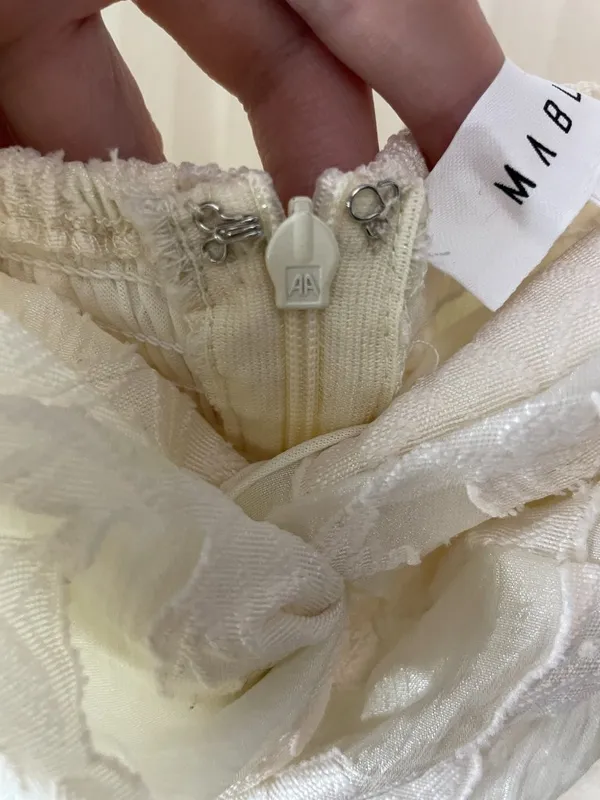 Mable XL Ivory Floral Jacquard Mini Dress Puff Sleeve Cottagecore Romantic - Image 6