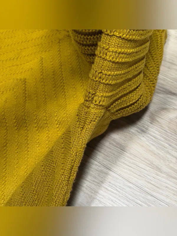 Happy x Nature Puff Sleeve Sweater Dress Mock Neck Chevron Knit Retro Boho - Image 2