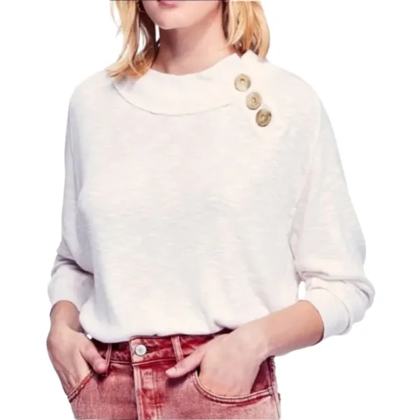 Free People We the Free Don't Forget Me Top Womens Medium Ivory Long Sleeve Boho - Image 3
