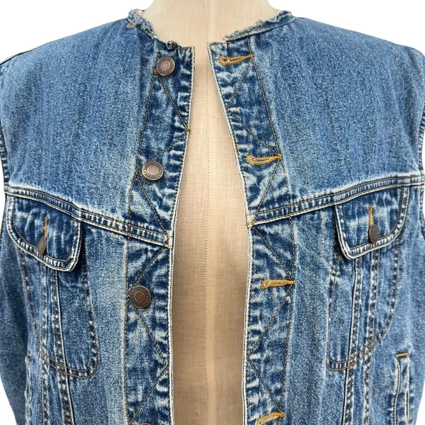Gap Vintage Denim‎ Vest Sherpa Lined Sleeveless Oversized Size Large - Image 4