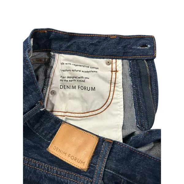 Denim Forum The Farrah Hi-Rise Wide Leg Jeans Dark Indigo Blue Dark Academia - Image 5