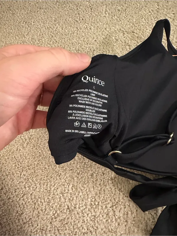 NWT Quince Italian Scoop Neck Bikini Top black large - Image 5