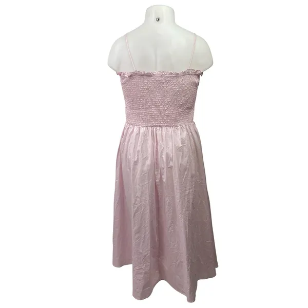 Glamorous Pink Sleeveless Smocked Ruffle Cami Camisole Midi A-Line Tank Dress 14 - Image 3