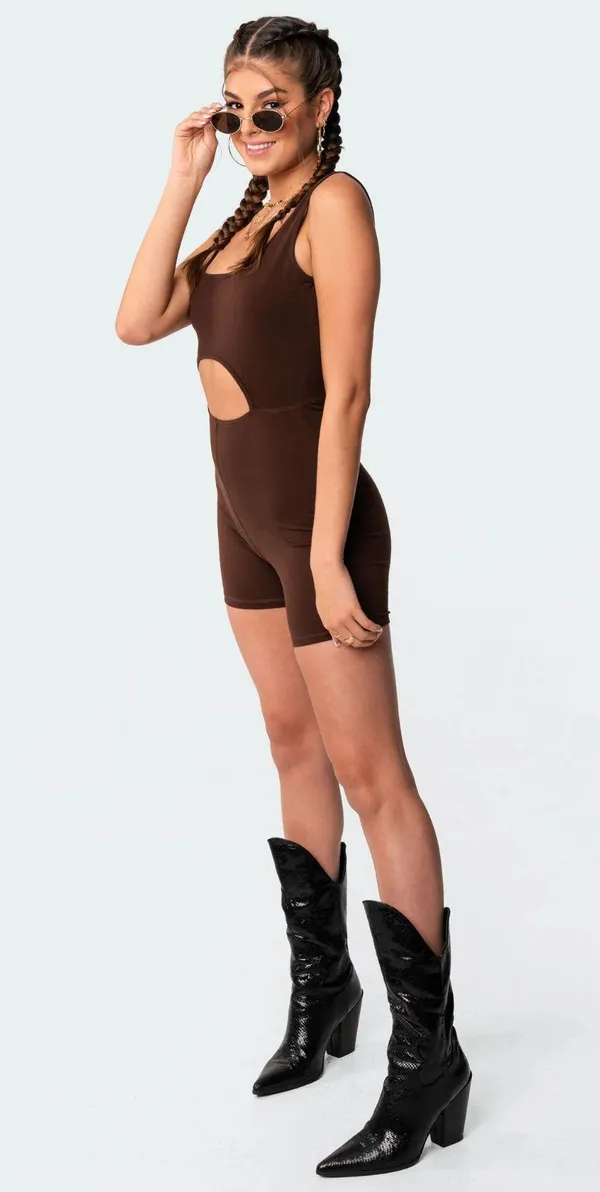 Brown shorts playsuit Edikted  - Image 2