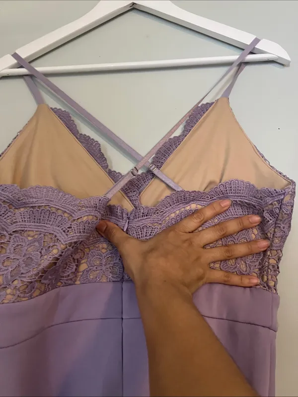 Francesca's Collections Lavender Lace A-Line Slip Dress - Image 6