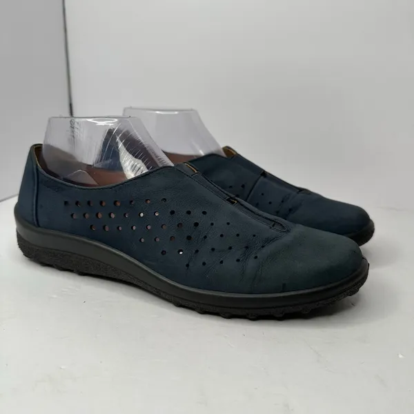 Hotter Thrill Navy Nubuck Leather Perforated Slip-On Comfort Shoes Sz 8.5 - Image 11