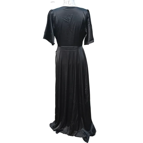 Baltic Born NWOT Vara Satin Maxi‎ Wrap Dress Black Evening Cocktail Size Small - Image 5