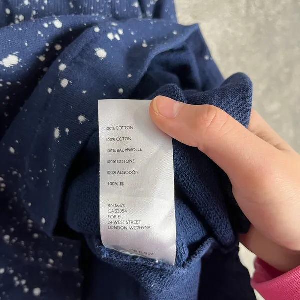 Maeve Anthropologie Jamie Paint Speckled‎ Sweatshirt Size Small Cotton Navy - Image 4