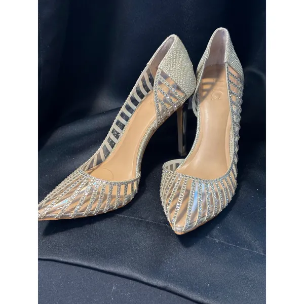 INC International Concepts Kenjay Rhinestone d'Orsay‎ Pumps Gold 8.5M - Image 7