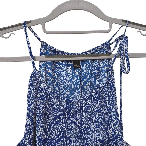 Ann‎ Taylor Tank Top Blue Paisley Boho Pleated Halter Neck Women Medium - Image 2