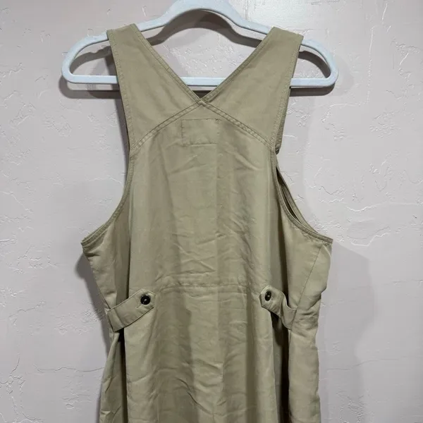 Directives Lyocell Khaki Jumper Dress overall dress Pockets Adjustable Straps - Image 4