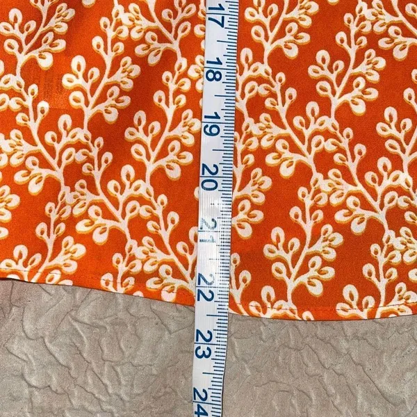 LOFT‎ Tank Top Orange Pattern Ruffle Size Medium Petite New - Image 8