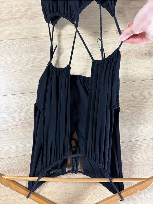 Papermoon Black Cut Out Mini Dress Size Medium - Image 3