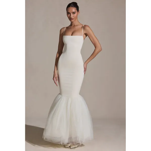 Oh Polly‎ Adelpha Tulle Hem Fishtail Gown Ivory Size 6 NWT - Image 6