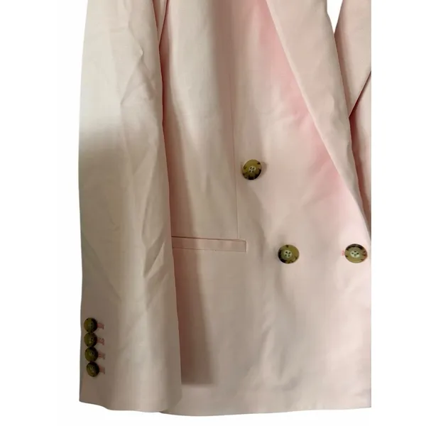 J. Crew Relaxed‎ Double-Breasted Blazer City Twill Light Pink Women's Size 4 - Image 7