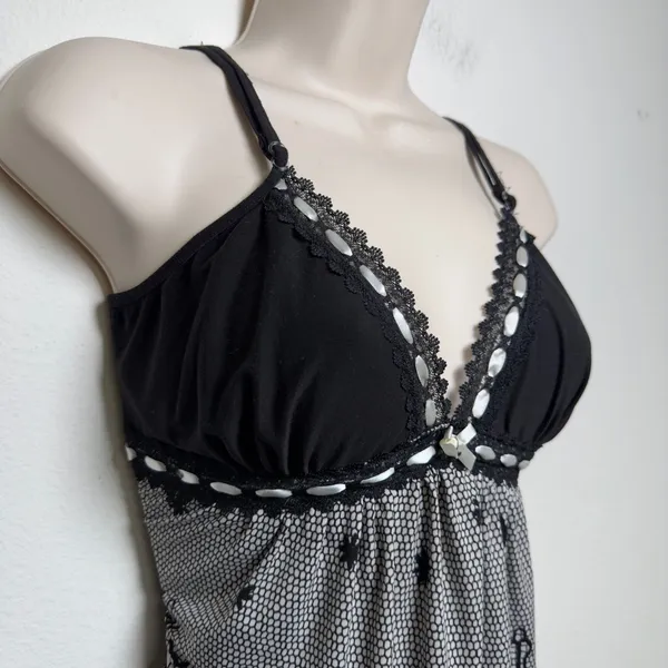 Studio Donatella‎ Women Whimsigoth Babydoll Cami Top Small Black Lace Coquette - Image 2