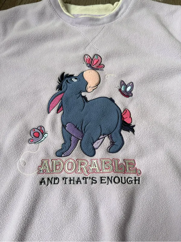 Disney VTG Eeyore Fleece Sweatshirt Adorable And That’s Enough Purple Size M - Image 3