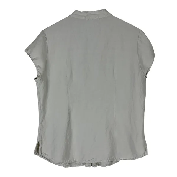 Bogari Button Down Top Womens L Cream Linen Floral Embroidered Boho Southwestern - Image 4