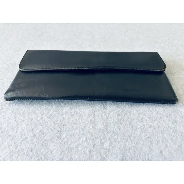 Vintage Black Leather Clutch Purse 1950s 60s made in England Rikes Dayton Ohio - Image 8