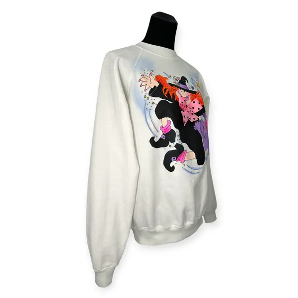 VINTAGE Dead Stock XL Handpainted by I'm Yours Halloween Witch Sweatshirt - Image 4