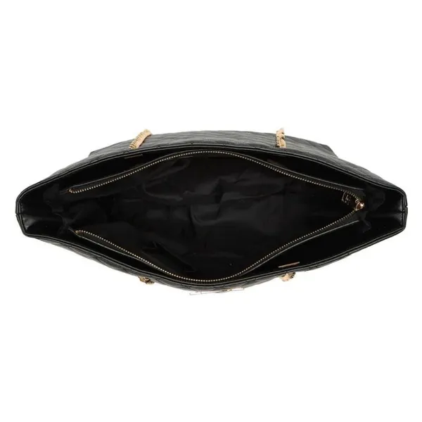 Badgley Mischka Black Quilted Tote Bag with Gold Chain Strap, One Size - Image 8